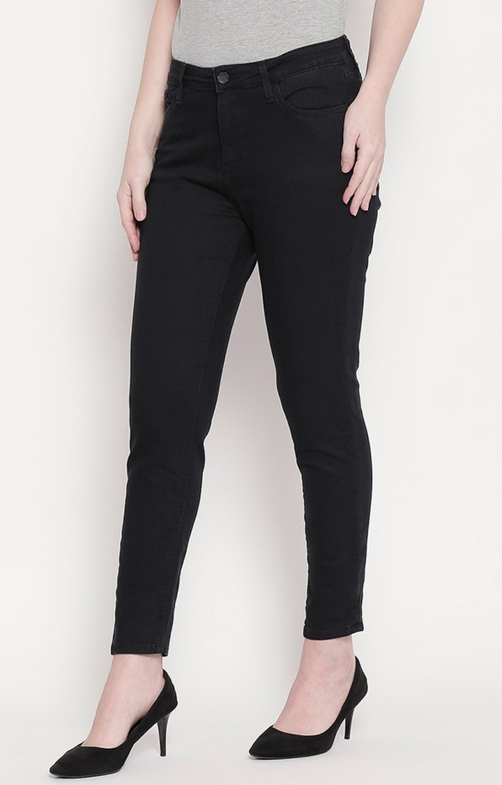 spykar | Women's Black Cotton Solid Skinny Jeans 3