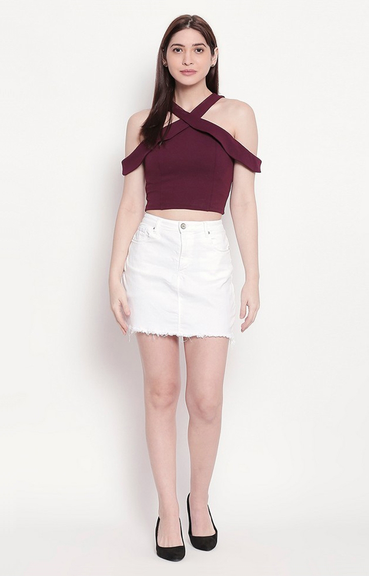 spykar | Women's White Cotton Blend Solid Skirts 1