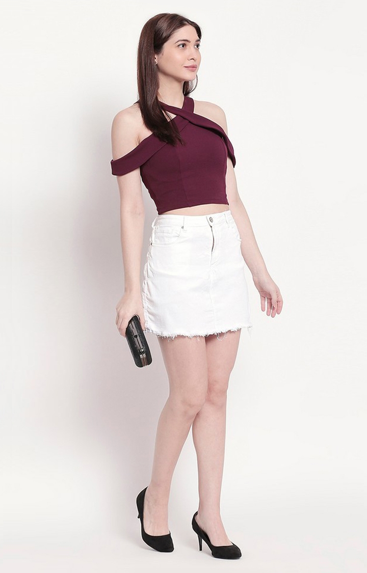 spykar | Women's White Cotton Blend Solid Skirts 2