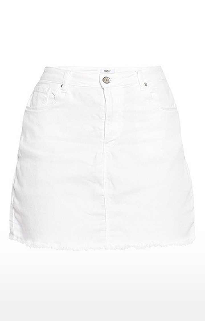 spykar | Women's White Cotton Blend Solid Skirts 6