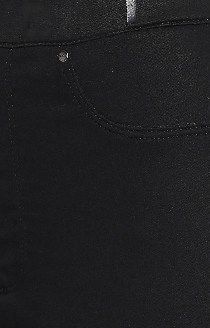 spykar | Women's Black Cotton Solid Jeggings 7