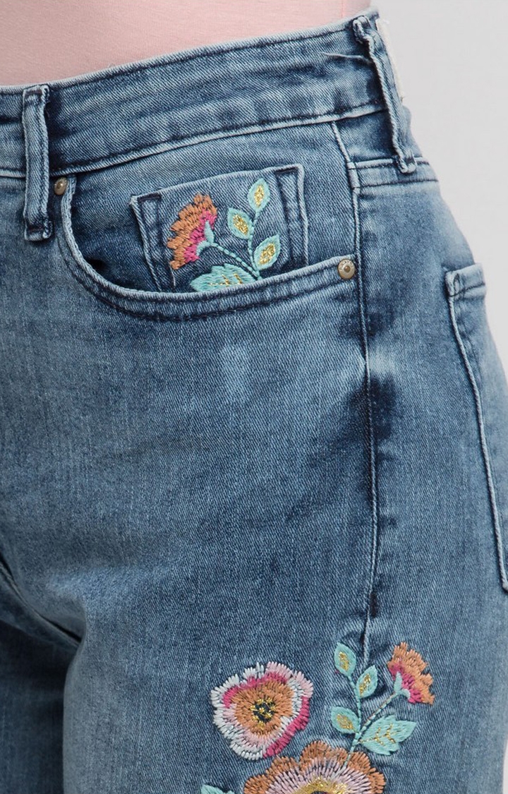 spykar | Women's Blue Cotton Solid Skinny Jeans 4