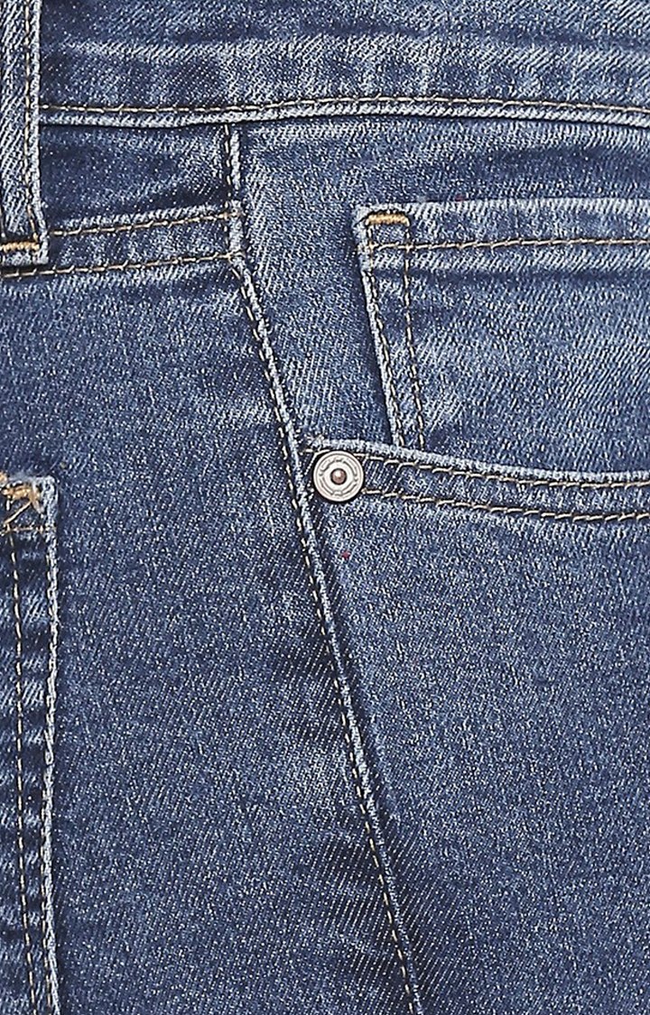 Women's Blue Cotton Solid Skinny Jeans