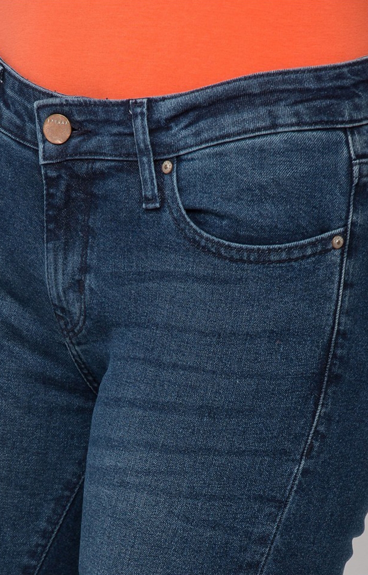 spykar | Women's Blue Cotton Solid Skinny Jeans 4