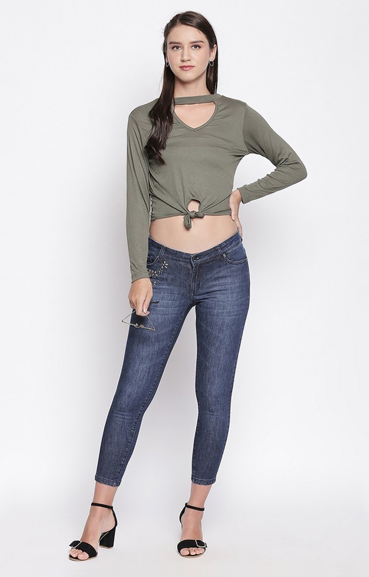 spykar | Women's Blue Cotton Solid Skinny Jeans 1