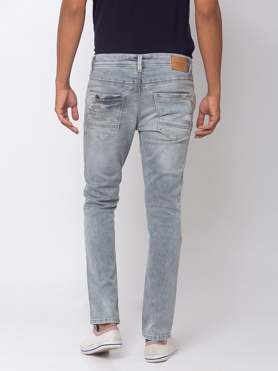 spykar | Men's Grey Cotton Solid Slim Jeans 2