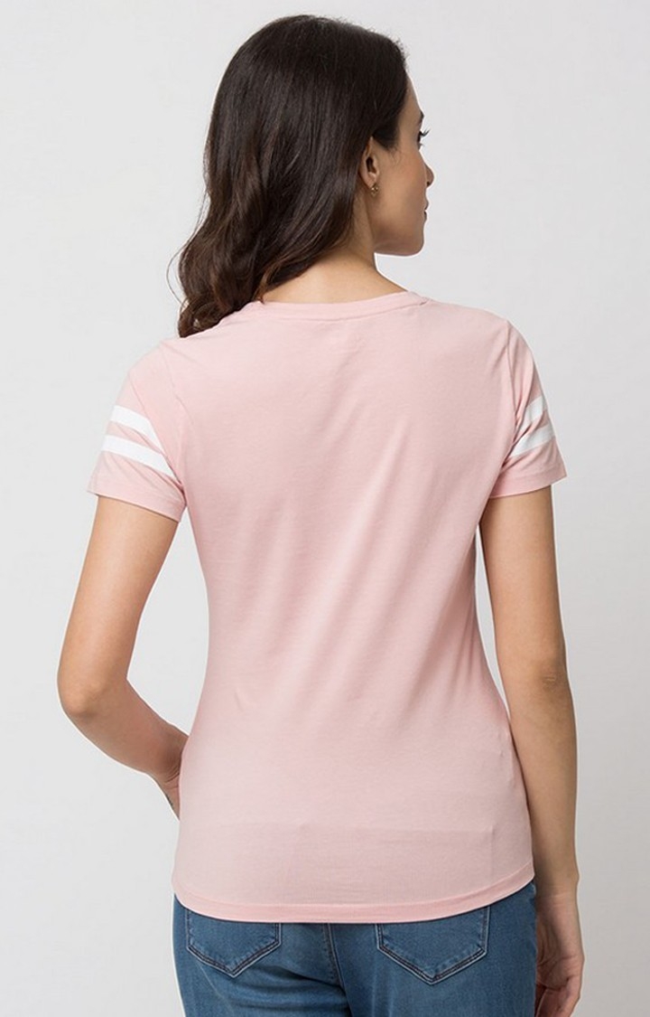 spykar | Spykar Pink Lycra Regular Fit T-Shirt For Women 3