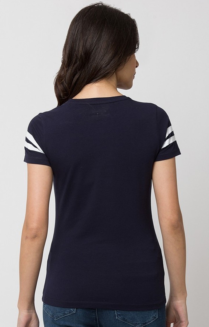 spykar | Spykar Blue Lycra Regular Fit T-Shirt For Women 3