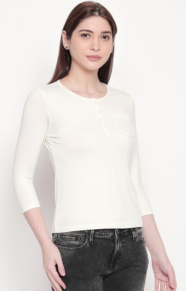 spykar | Spykar White Solid Slim Fit T-Shirt 3