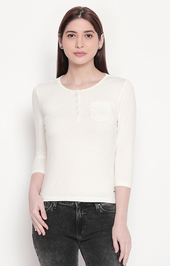 spykar | Spykar White Solid Slim Fit T-Shirt 0