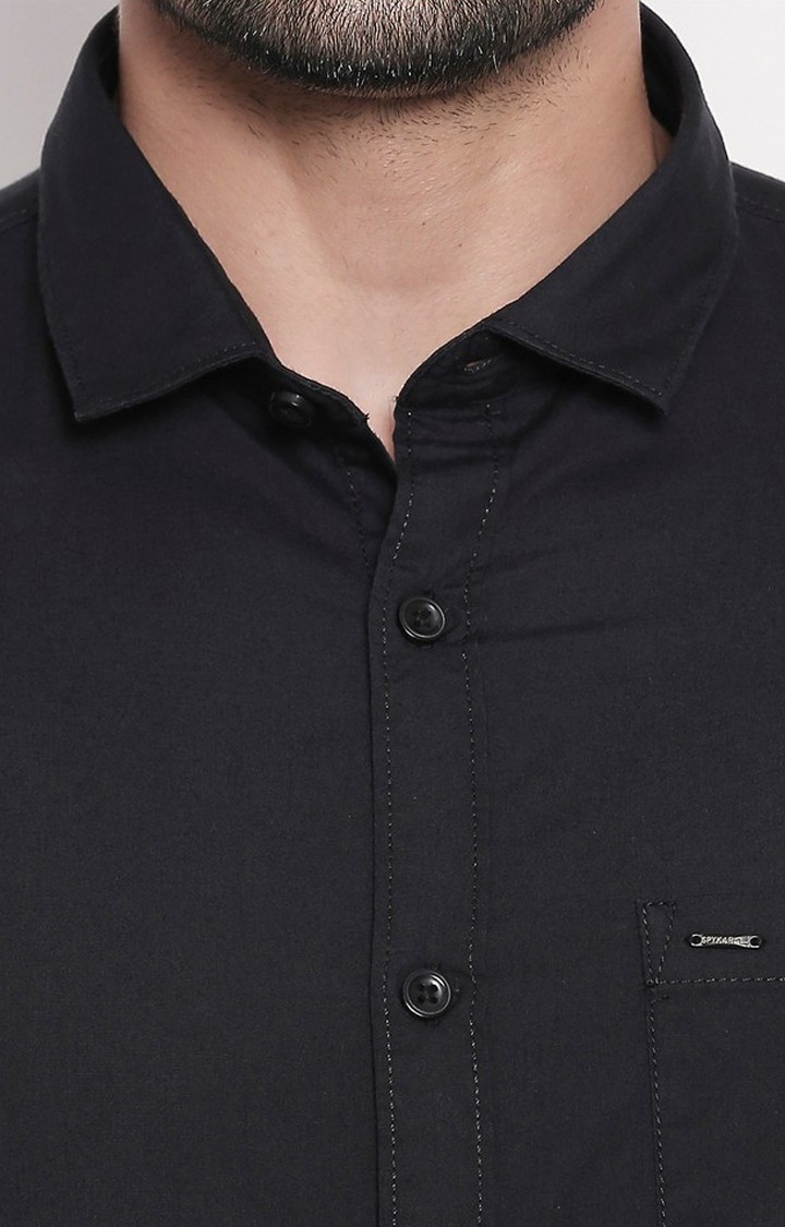 spykar | Men's Black Cotton Solid Casual Shirts 5
