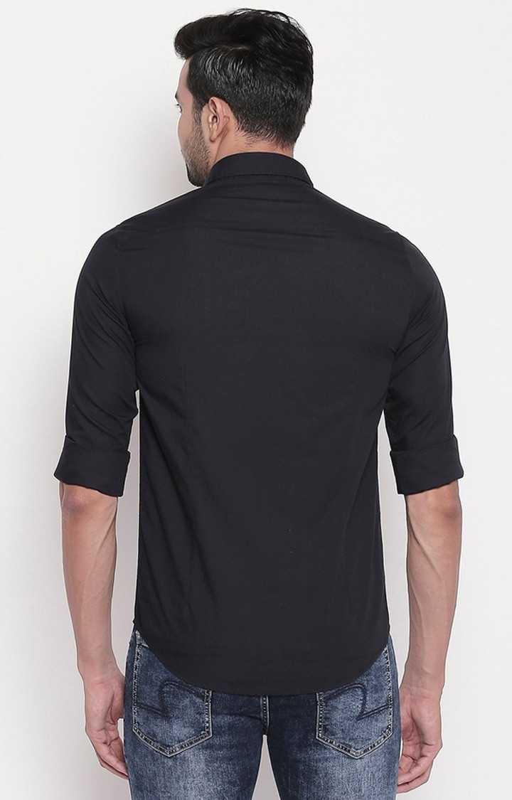 spykar | Men's Black Cotton Solid Casual Shirts 4