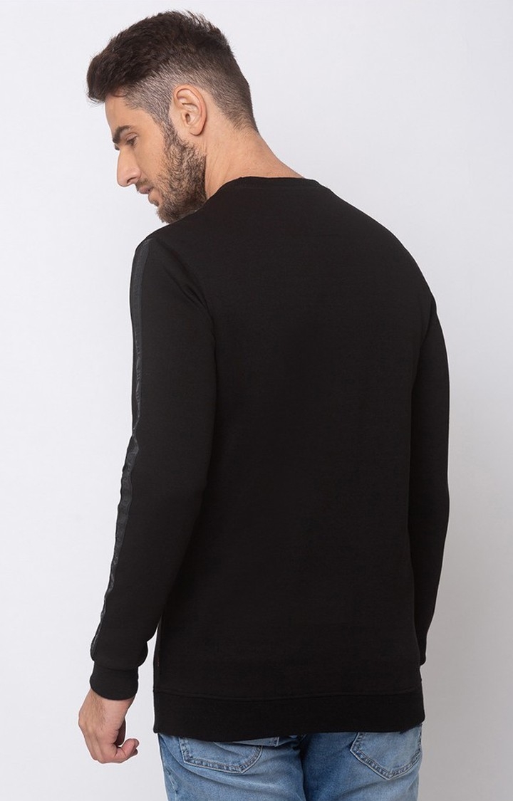 spykar | Spykar Black Cotton Slim Fit Sweatshirt For Men 3