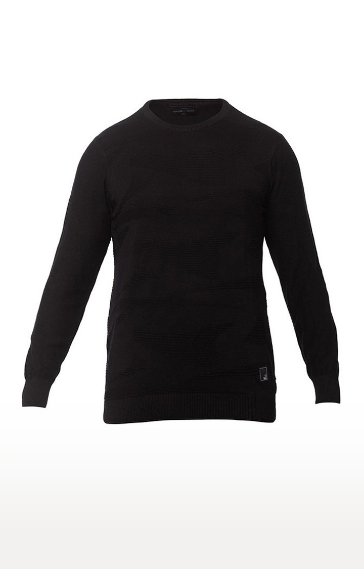 spykar | Spykar Black Cotton Regular Fit Sweater For Men 5