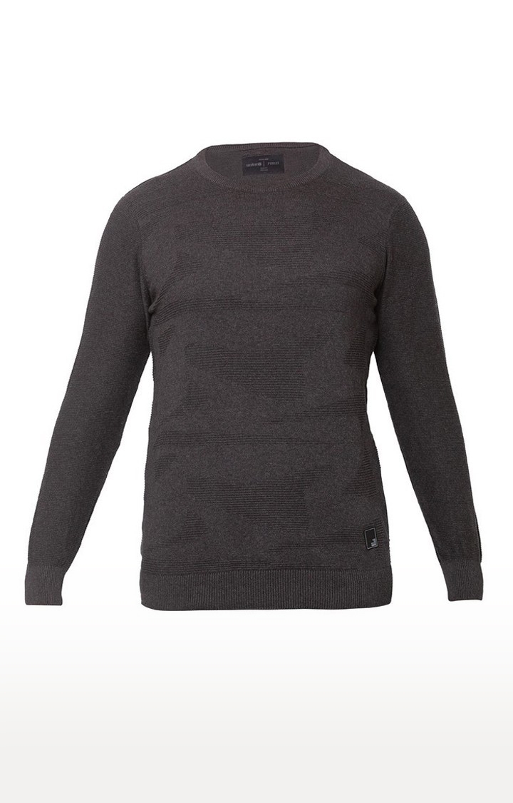 spykar | Spykar Grey Cotton Regular Fit Sweater For Men 5