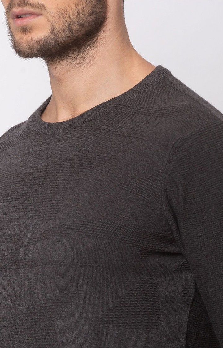 spykar | Spykar Grey Cotton Regular Fit Sweater For Men 4
