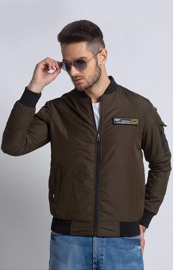 Spykar Brown Cotton Straight Fit Jackets For Men