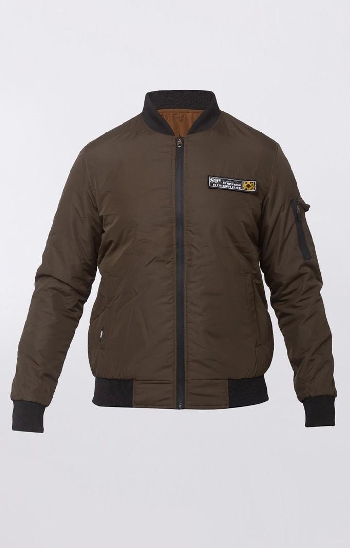 Spykar Brown Cotton Straight Fit Jackets For Men