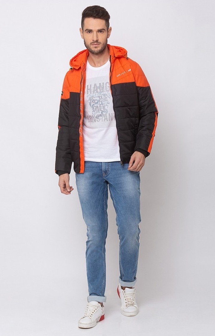 spykar | Spykar Orange Nylon Straight Fit Bomber Jackets For Men 1