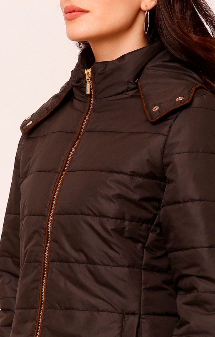 spykar | Spykar Brown Polyester Regular Fit Bomber Jackets For Women 6