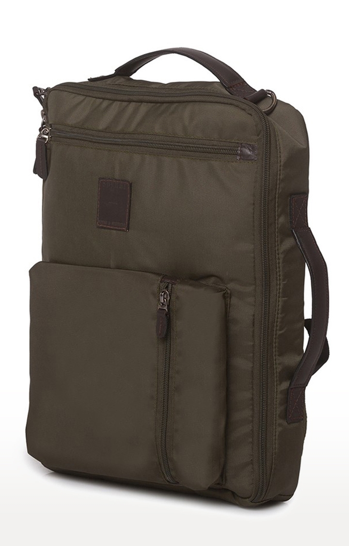 spykar | Spykar Olive Green Solid Polyester Laptop Bag 0