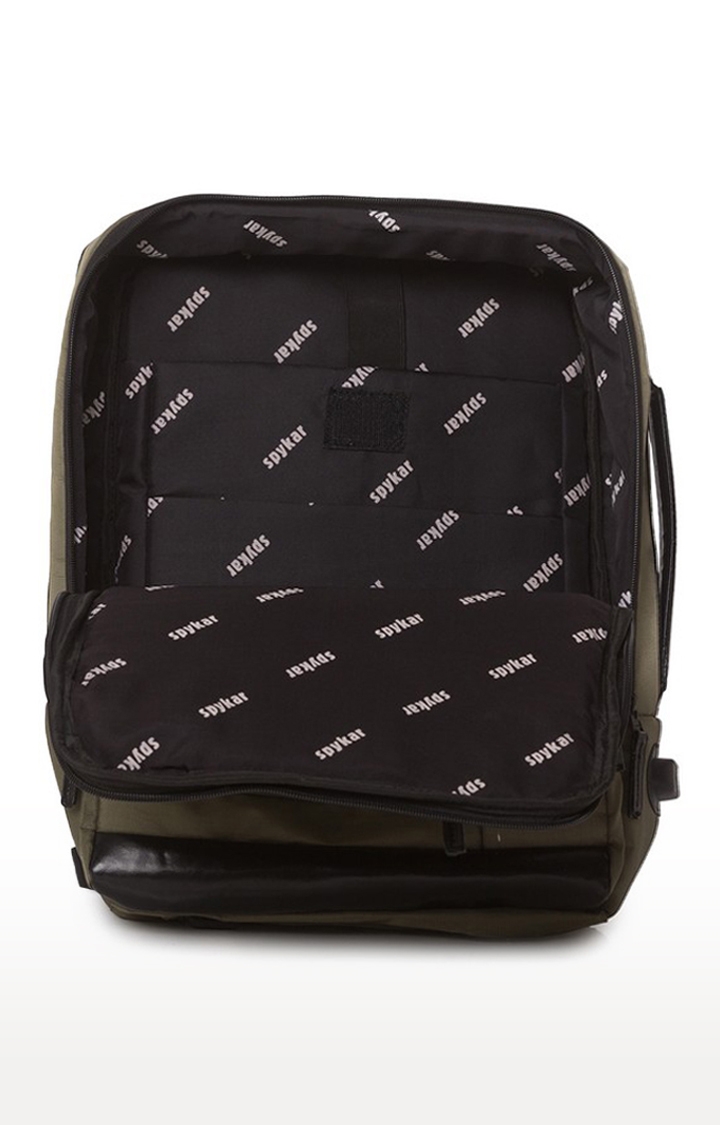 spykar | Spykar Olive Green Solid Polyester Backpack 4