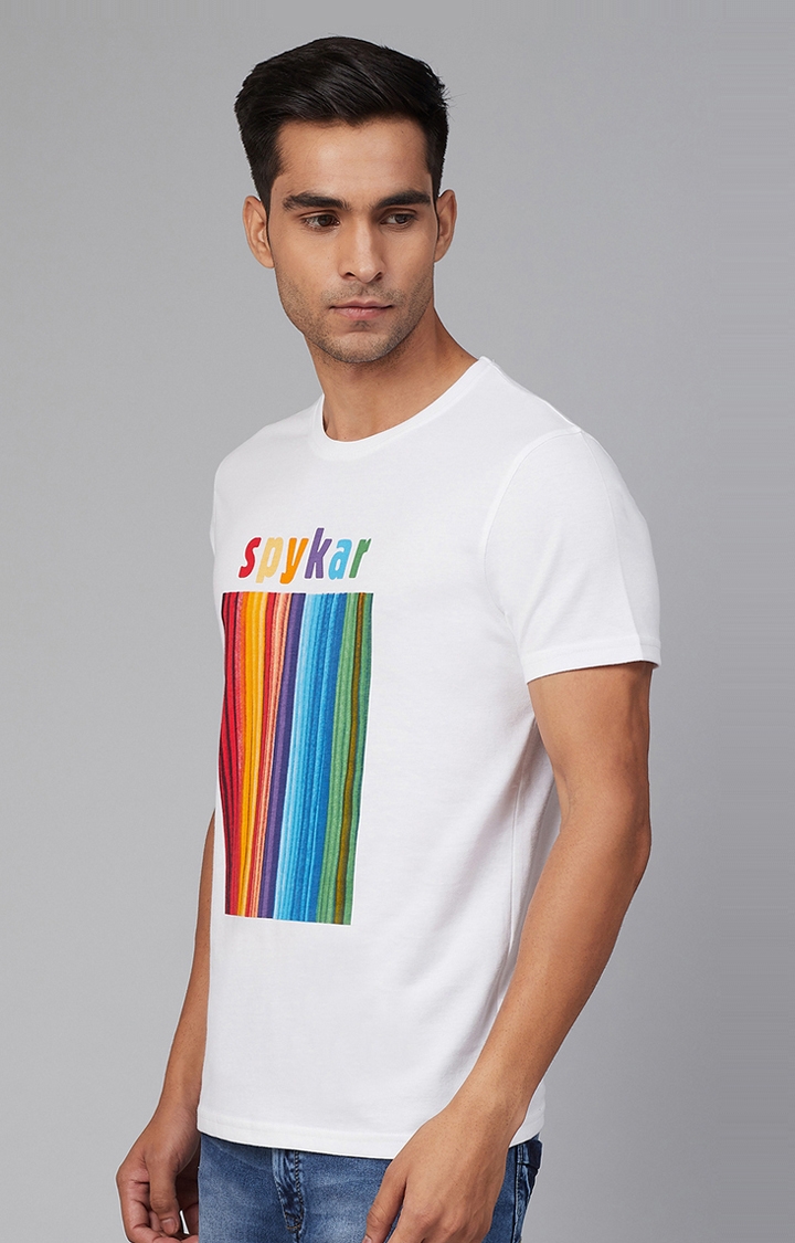 spykar | White Printed Round Neck T-Shirt 2
