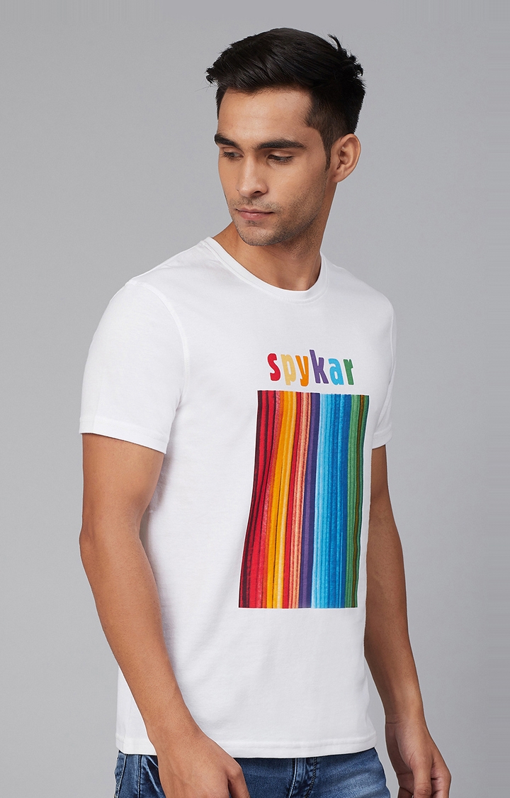 spykar | White Printed Round Neck T-Shirt 3