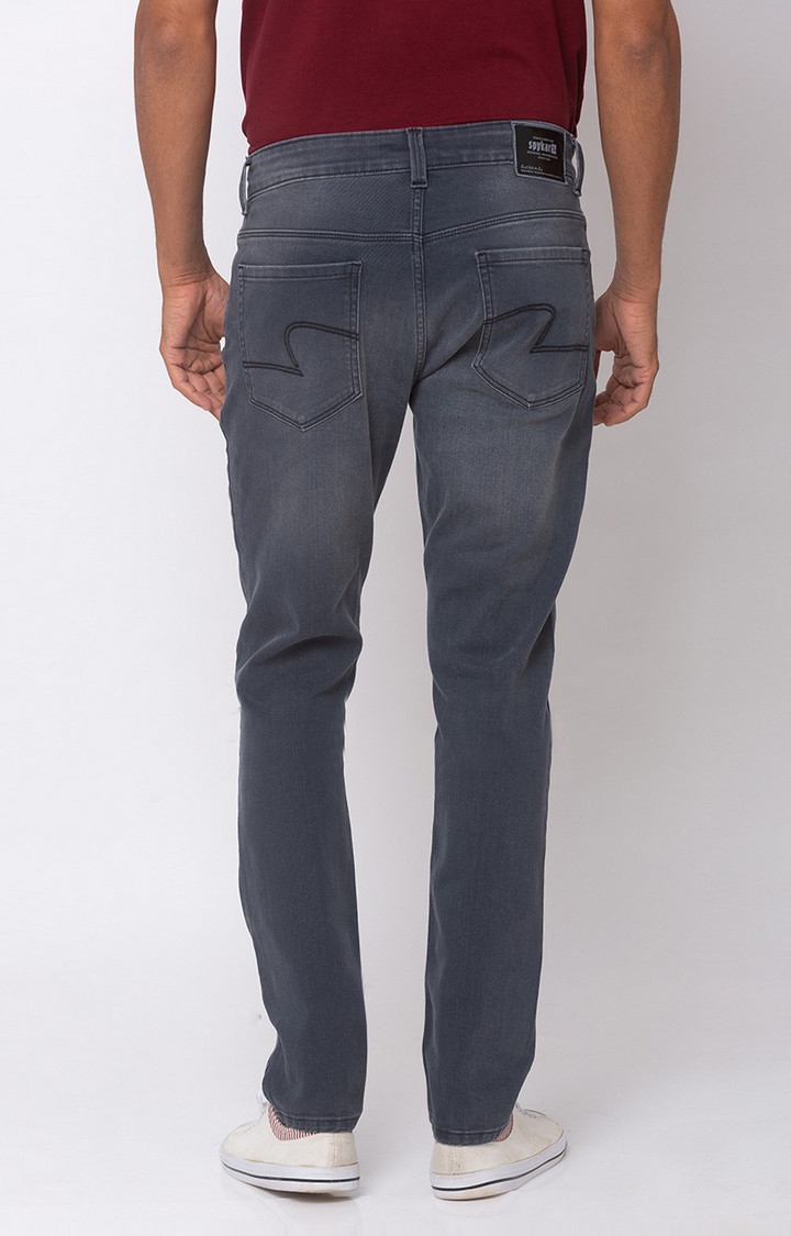 Spykar | Men's Grey Cotton Solid Slim Jeans 3