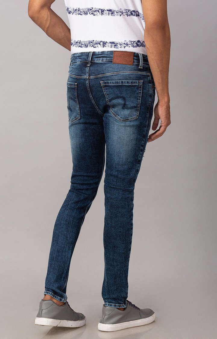 spykar | Men's Blue Cotton Solid Slim Jeans 4