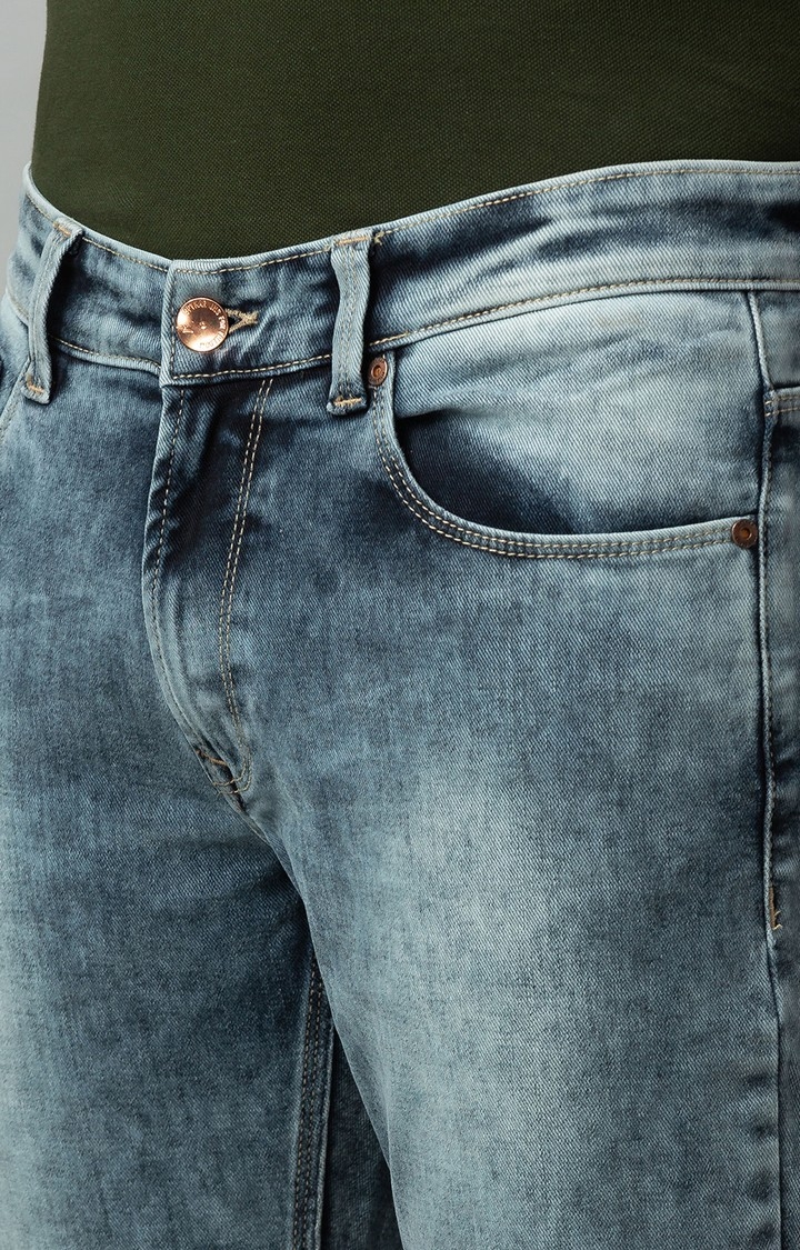 spykar | Men's Blue Cotton Solid Regular Jeans 5