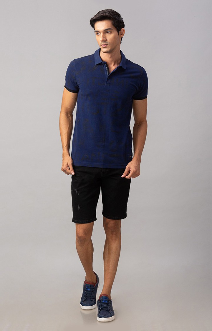 Men's Black Cotton Solid Shorts