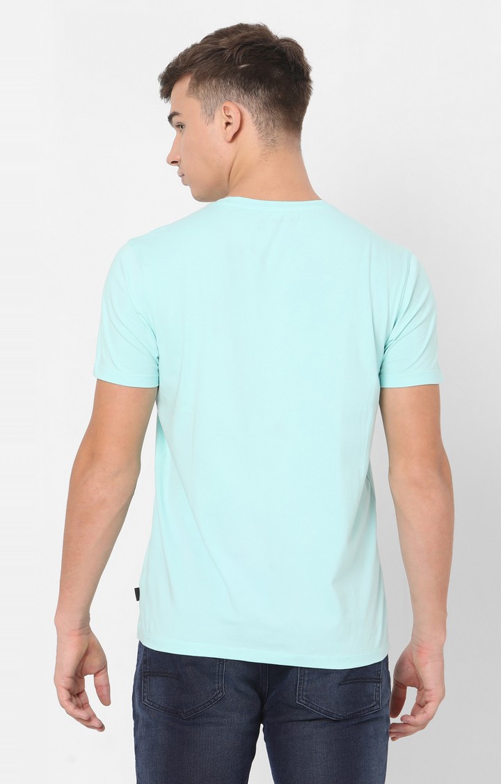 spykar | Spykar Blue Cotton Slim Fit T-Shirt For Men 4