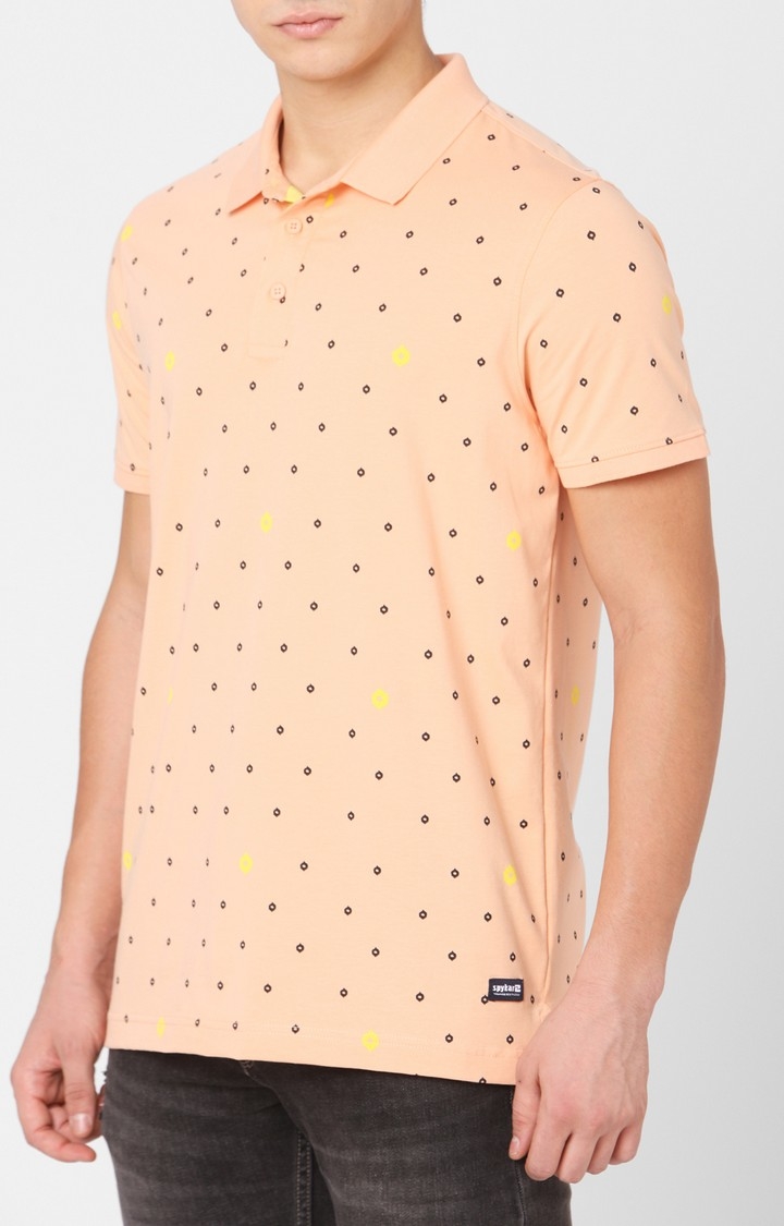 spykar | Spykar Orange Cotton Slim Fit Polo T-Shirt 5