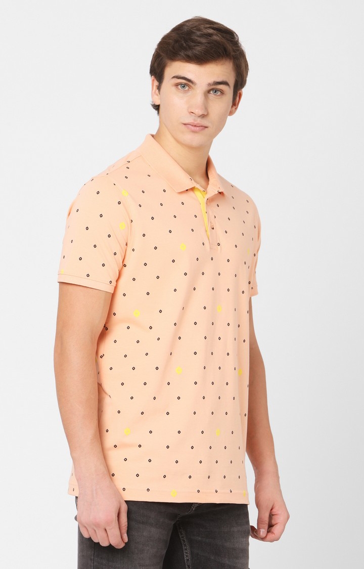 spykar | Spykar Orange Cotton Slim Fit Polo T-Shirt 3