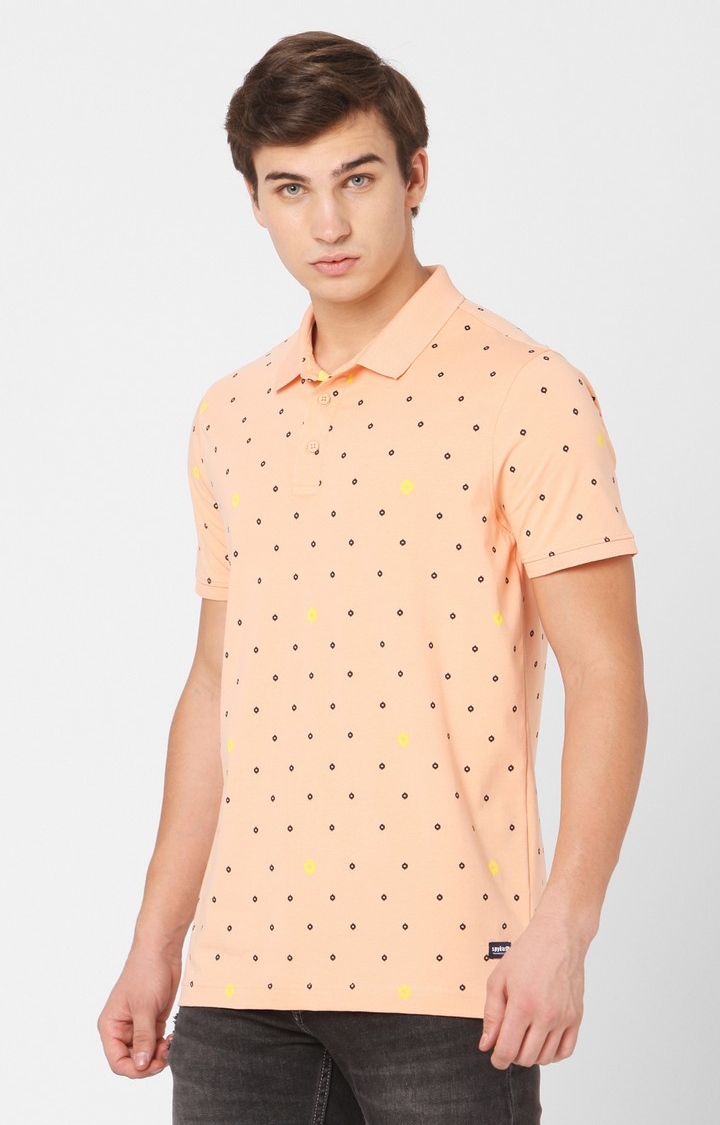 spykar | Spykar Orange Cotton Slim Fit Polo T-Shirt 2