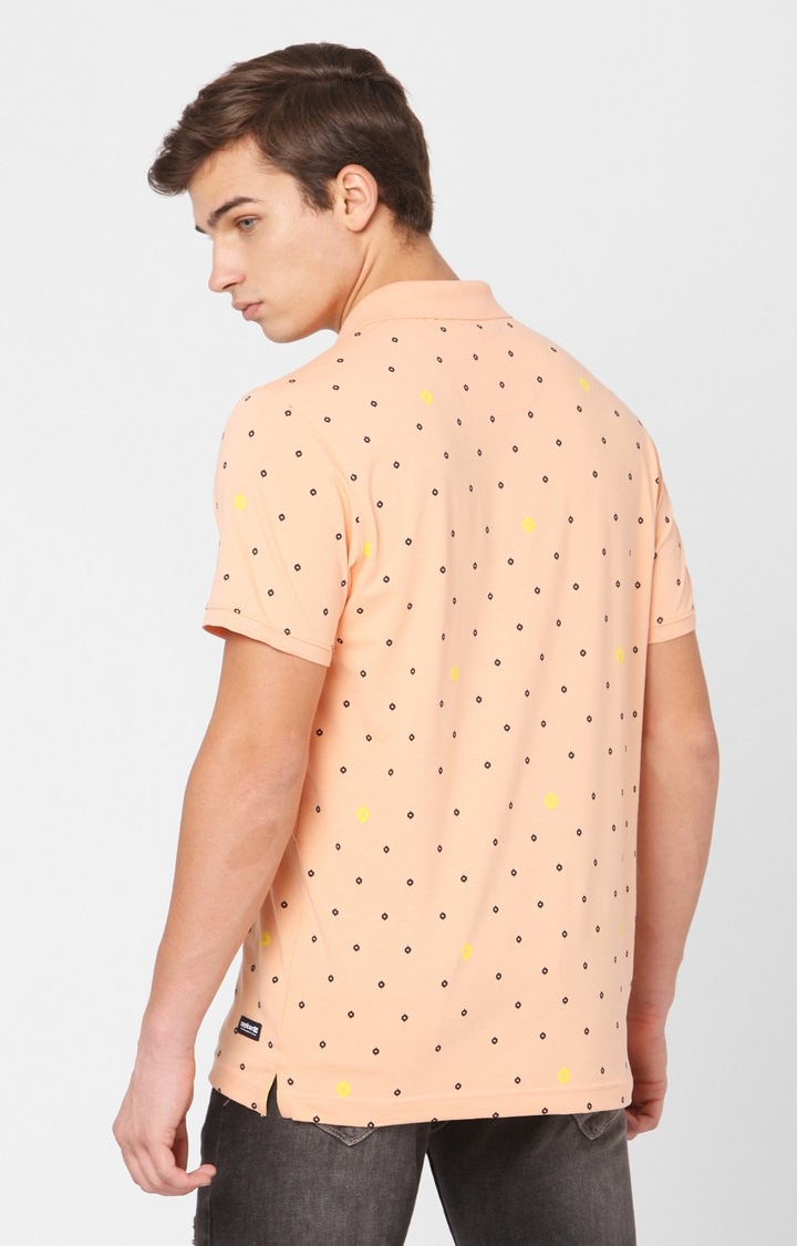 spykar | Spykar Orange Cotton Slim Fit Polo T-Shirt 4