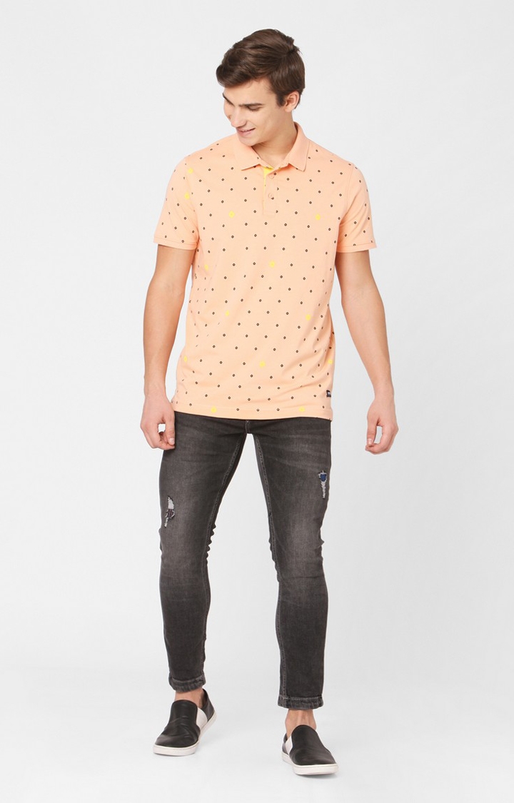 spykar | Spykar Orange Cotton Slim Fit Polo T-Shirt 1