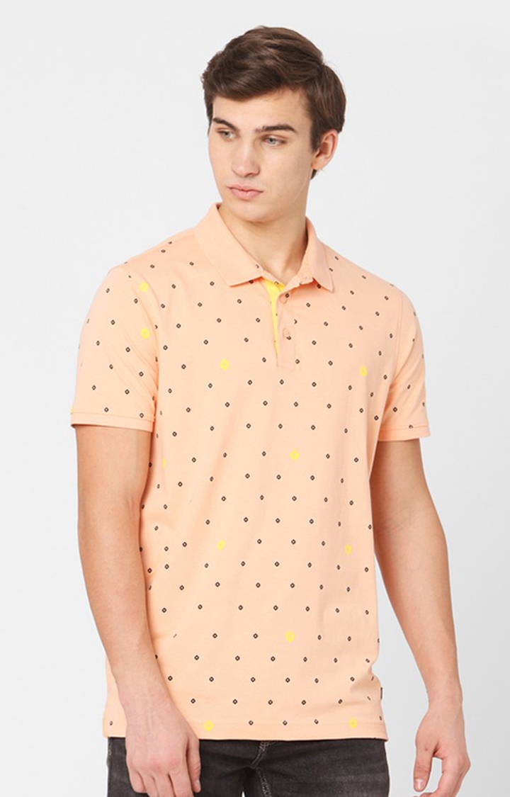 spykar | Spykar Orange Cotton Slim Fit Polo T-Shirt 0