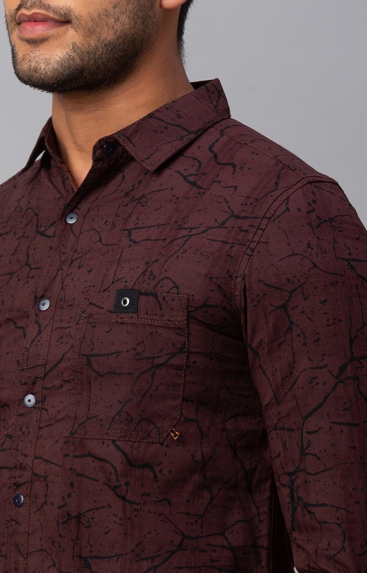 spykar | Men's Red Cotton Printed Casual Shirts 5