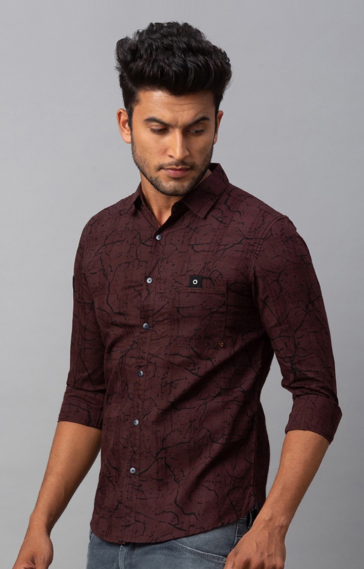 spykar | Men's Red Cotton Printed Casual Shirts 3