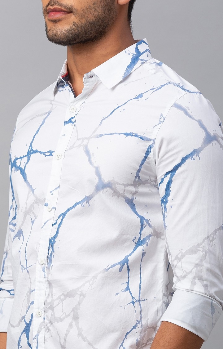 spykar | Men's White Cotton Printed Casual Shirts 5