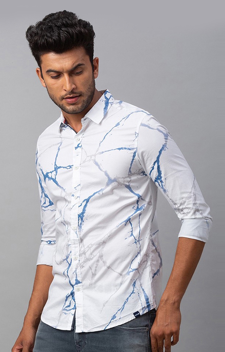 spykar | Men's White Cotton Printed Casual Shirts 3