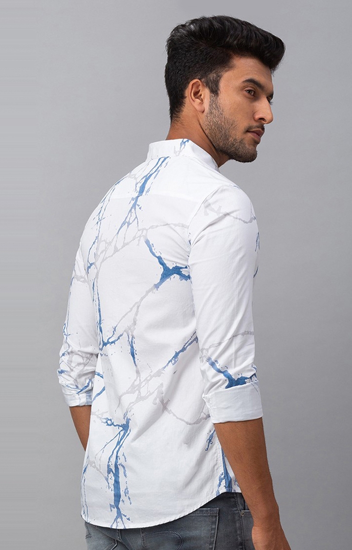 spykar | Men's White Cotton Printed Casual Shirts 4