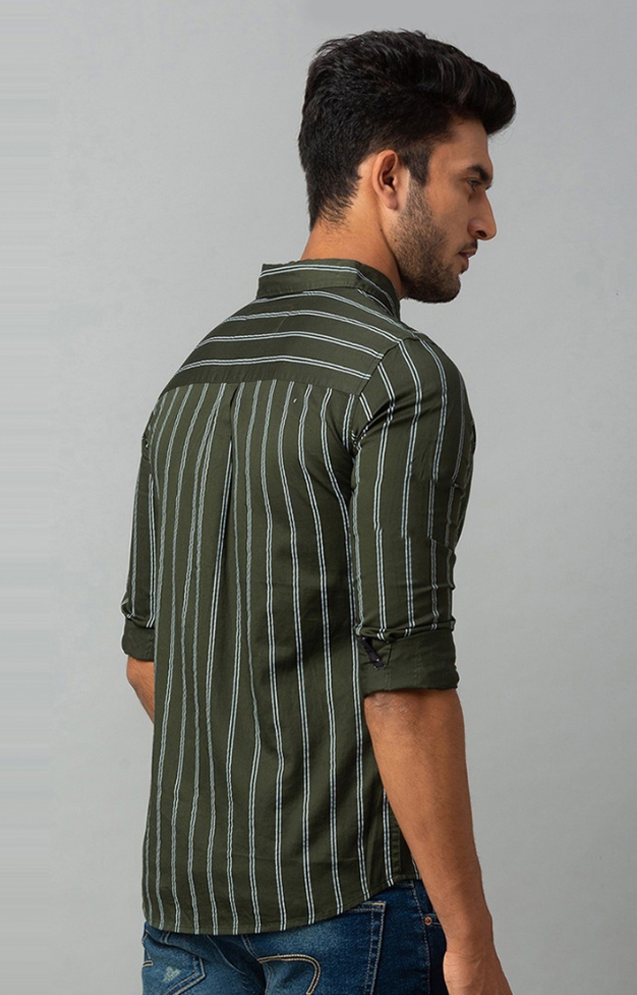spykar | Men's Brown Cotton Striped Casual Shirts 4