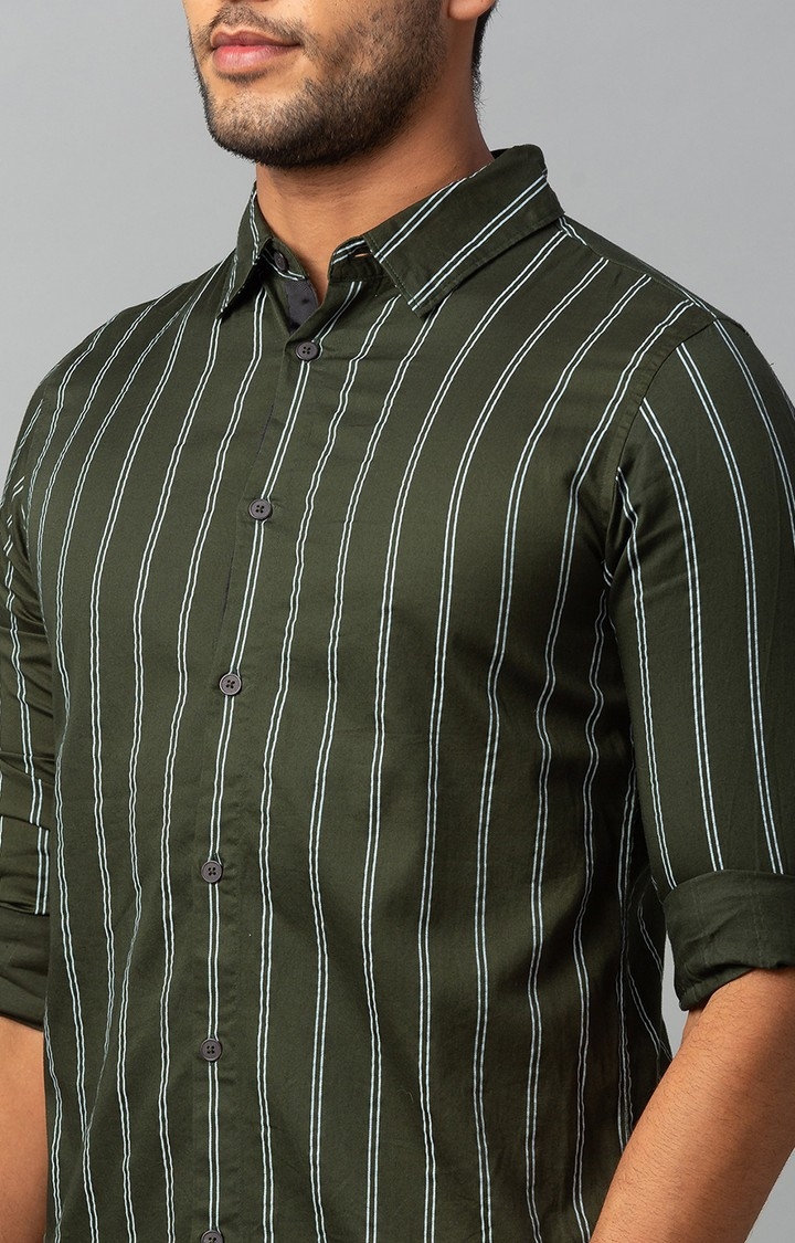 spykar | Men's Brown Cotton Striped Casual Shirts 5
