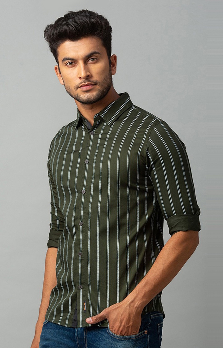 spykar | Men's Brown Cotton Striped Casual Shirts 3