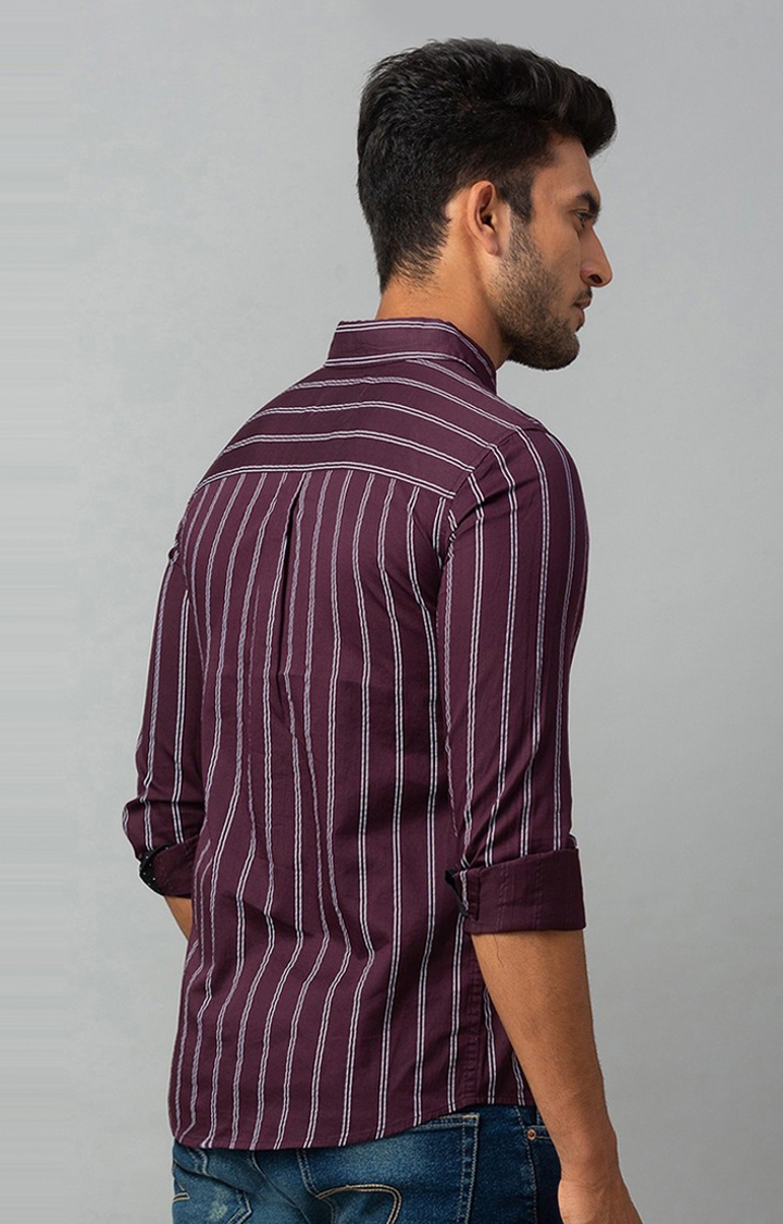 spykar | Men's Red Cotton Striped Casual Shirts 4