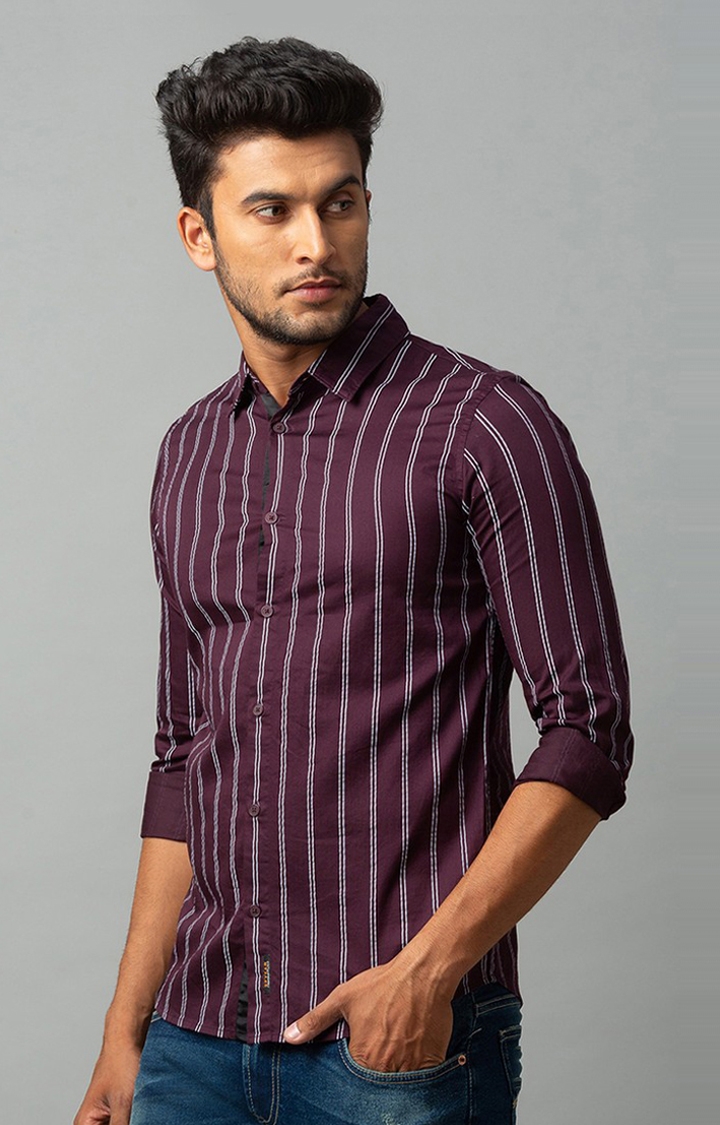 spykar | Men's Red Cotton Striped Casual Shirts 3