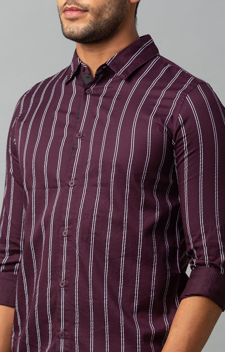 spykar | Men's Red Cotton Striped Casual Shirts 5
